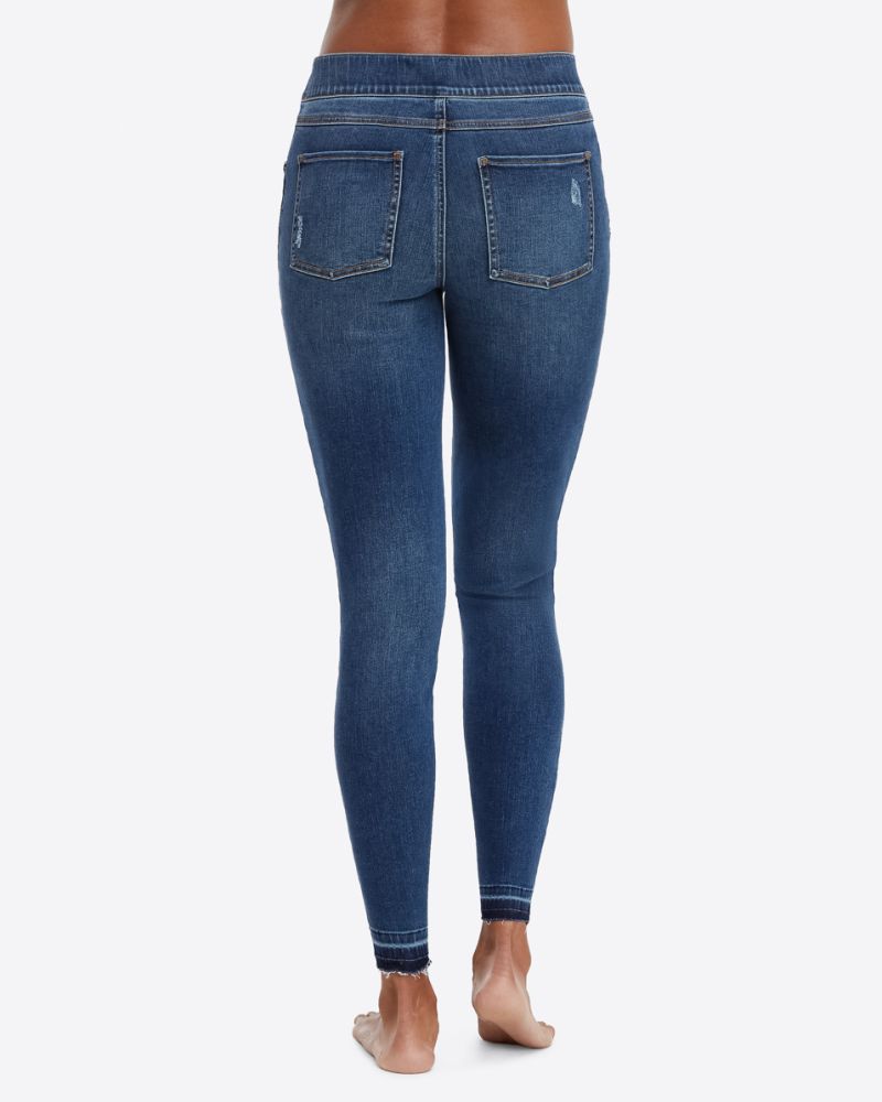 SPANX Distressed Ankle Skinny Jeans Medium Wash Size S Small 20203R Raw  Fray Hem