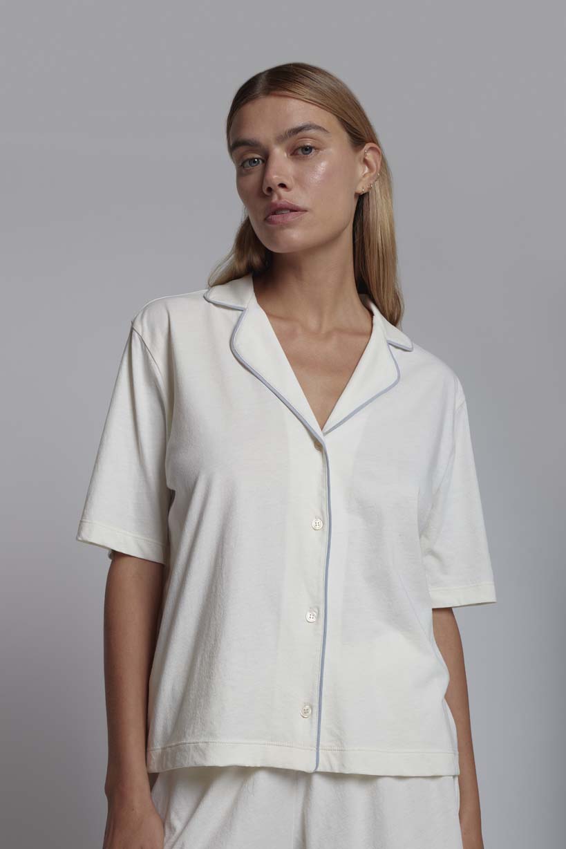 Skin Worldwide Organic Cotton Modern Essentals Cayla Short PJ Set with Pockets #OJ207