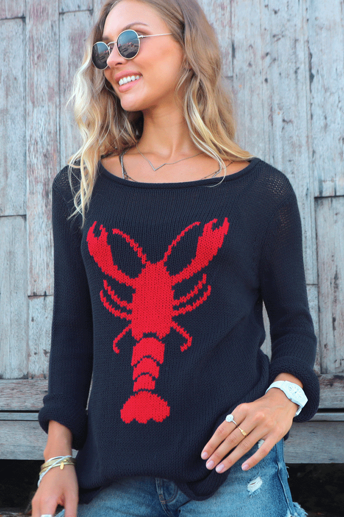 Wooden Ships Lobster V Cotton Sweater #415